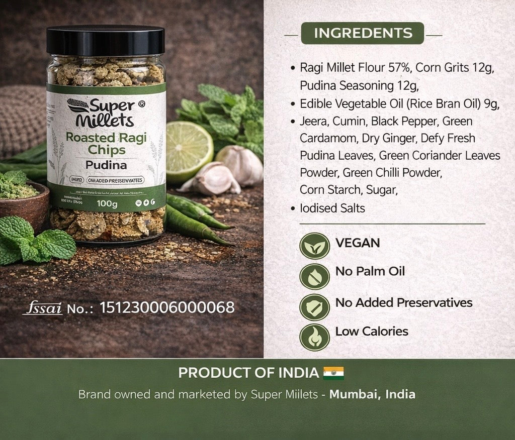 Roasted Ragi Chips - Pudina